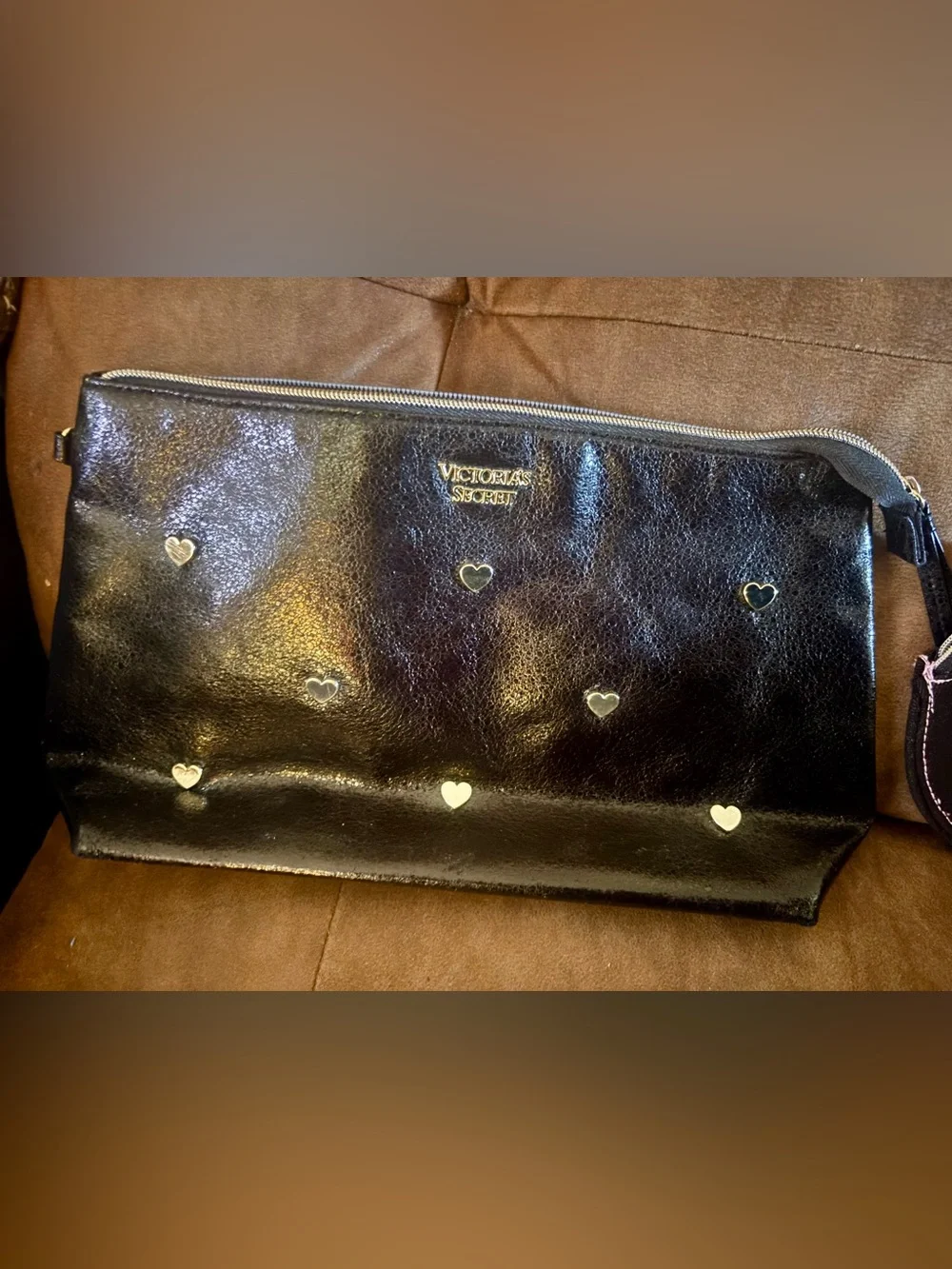 Victoria’s Secret Black & Gold Cosmetic Bag + Coin Purse Set
